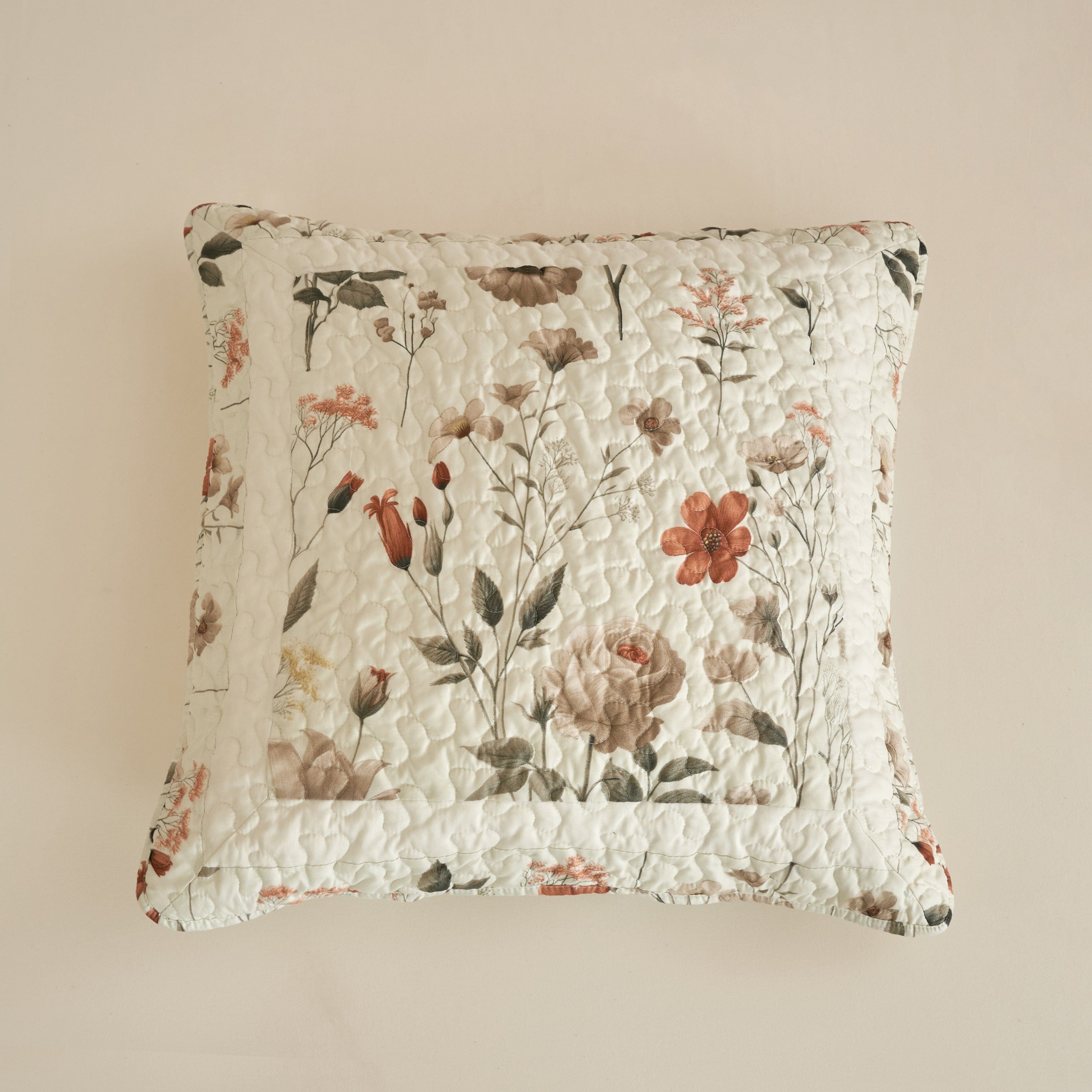 DaDalogy Enchanted Meadow Quilt Set - Victoria Garden Delicate Floral Symphony in Beige, Rose, and Soft Green, Luxuriously Soft Quilted Bedspread Set