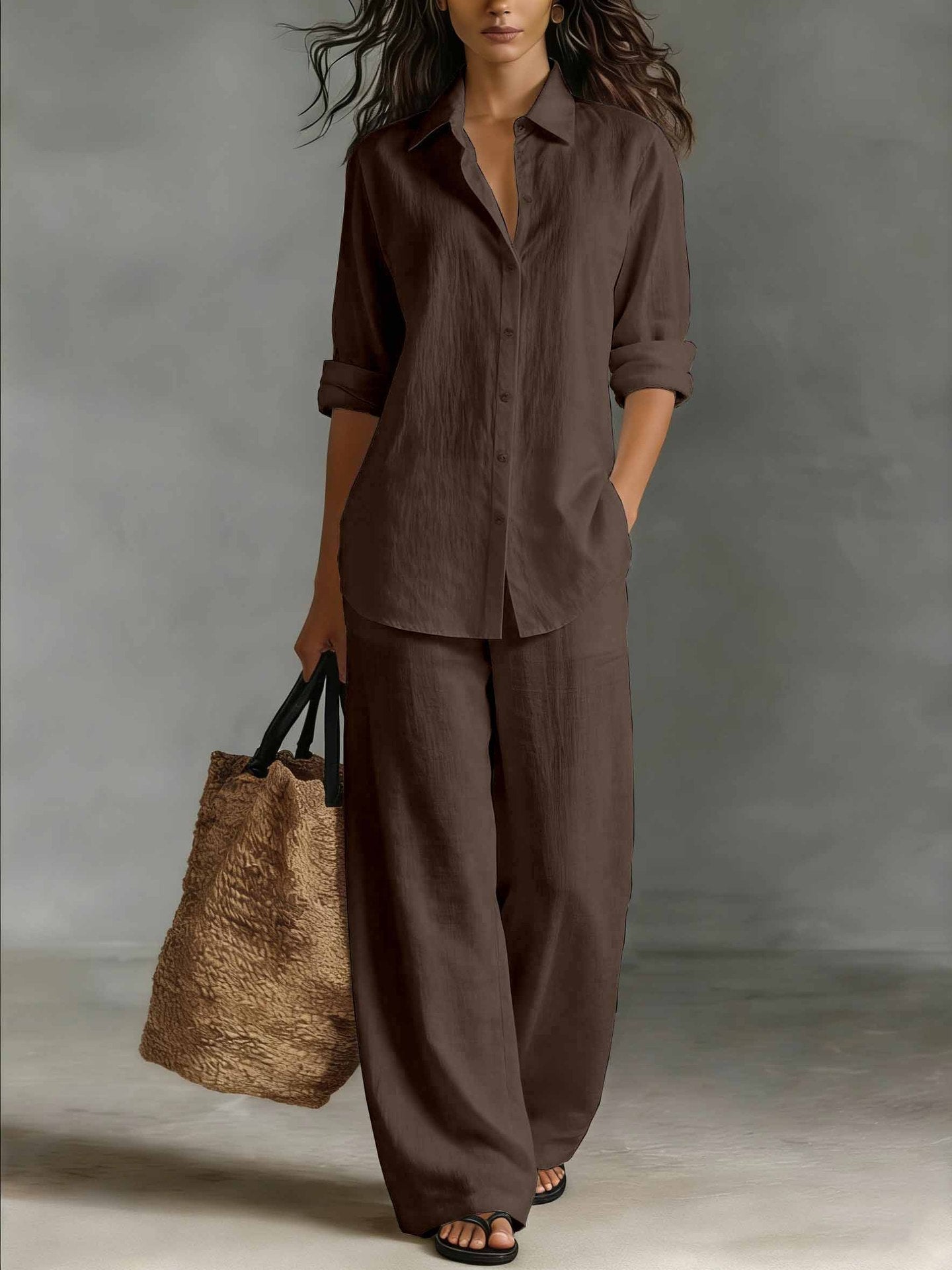 Women's Bohemian Cotton-Linen Top & Pants Set – Resort Lounge Co-ord