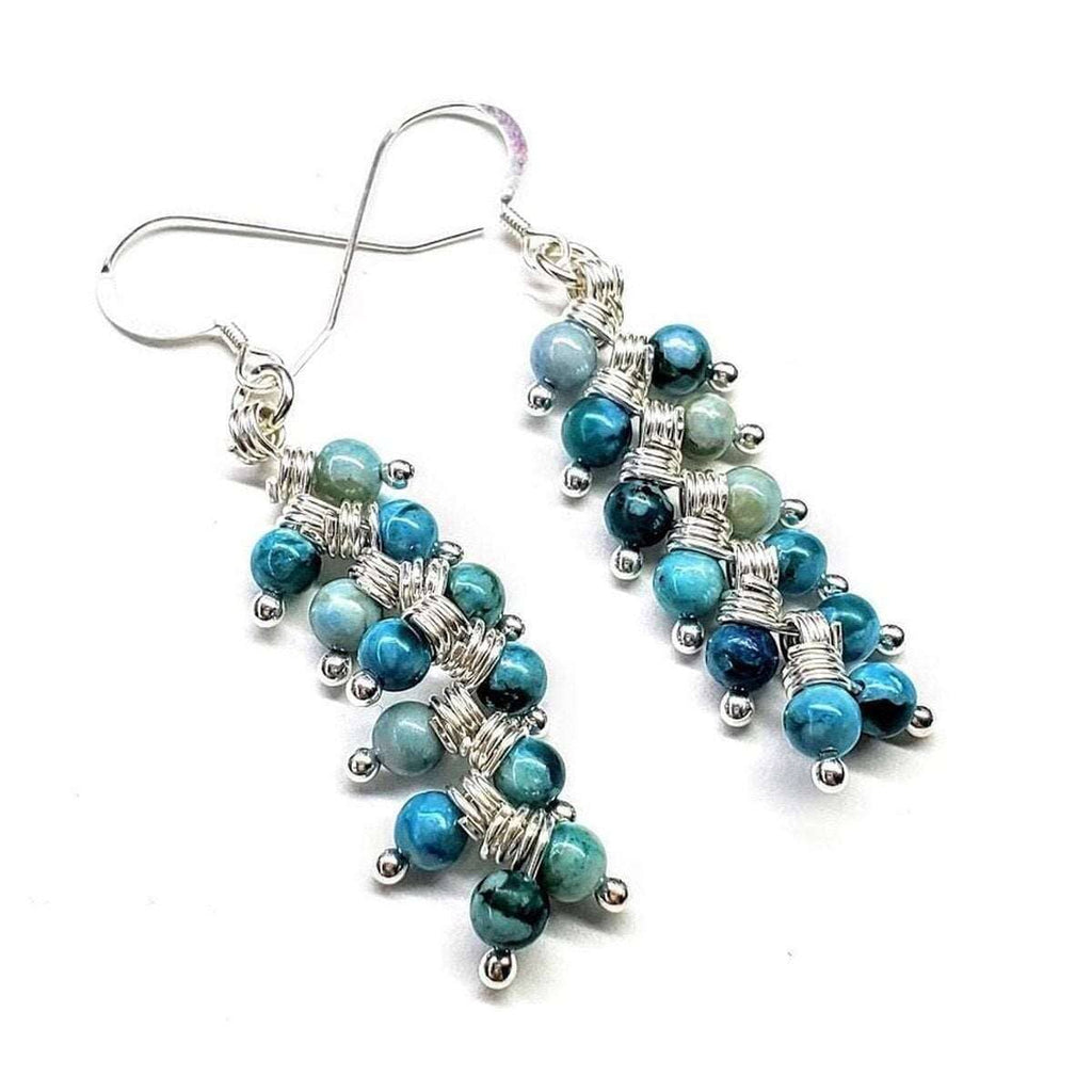 Seen On Jane The Virgin Silver Turquoise Wire Coil Earrings