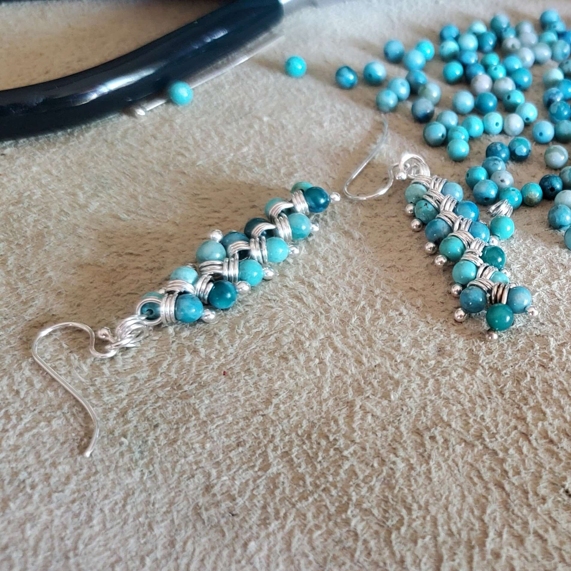 Seen On Jane The Virgin Silver Turquoise Wire Coil Earrings