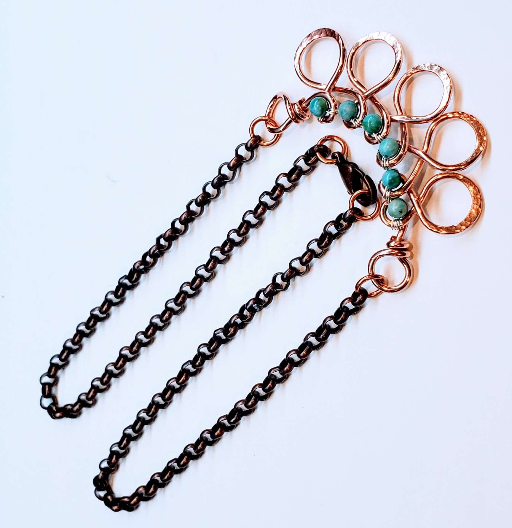 Seen on Ashley Liao Copper Turquoise Wire Wrapped Necklace