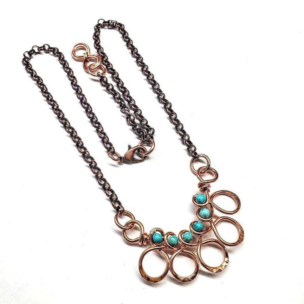 Seen on Ashley Liao Copper Turquoise Wire Wrapped Necklace