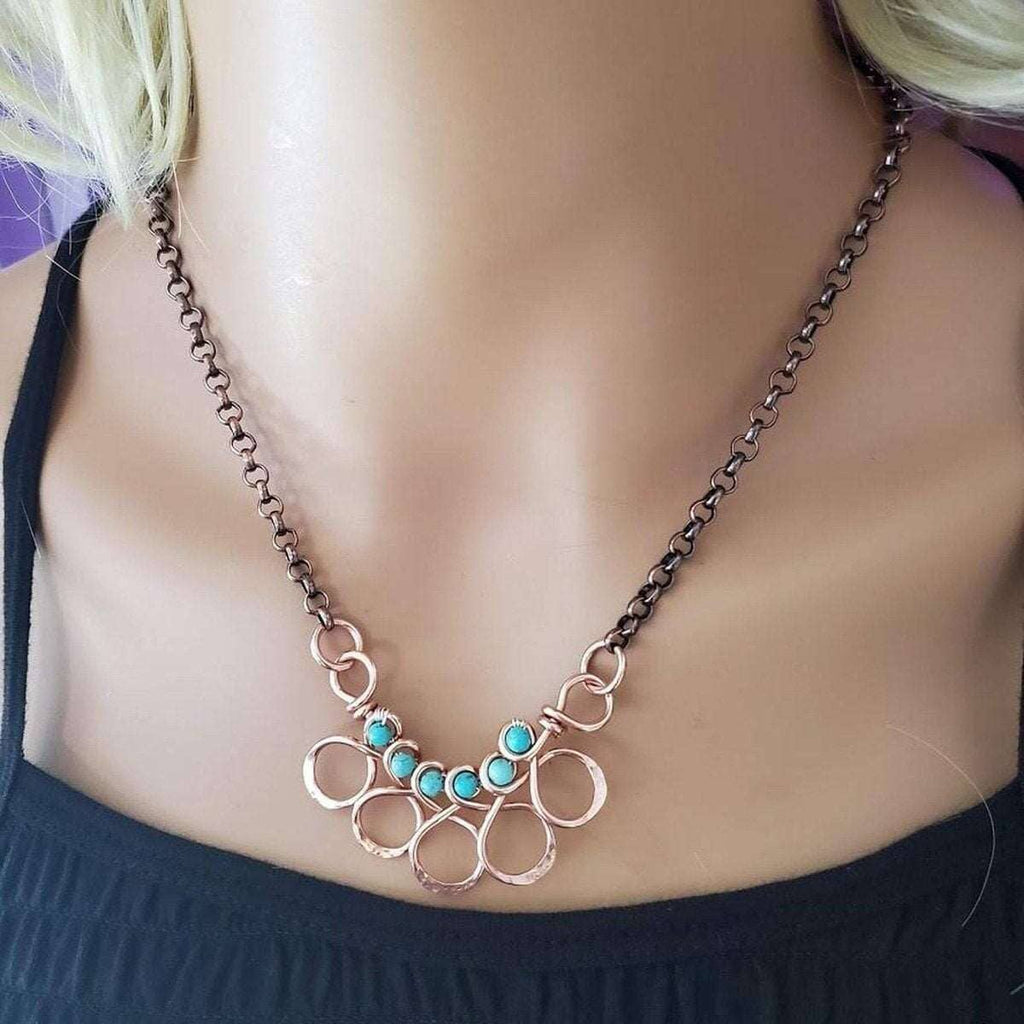 Seen on Ashley Liao Copper Turquoise Wire Wrapped Necklace