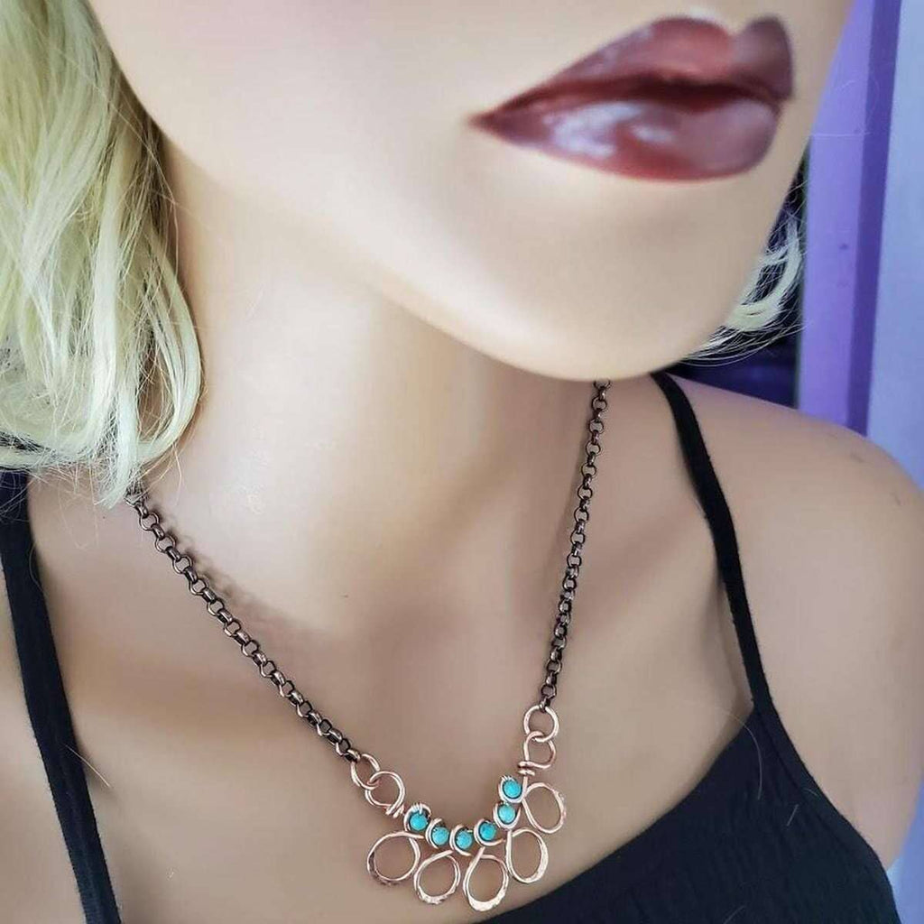 Seen on Ashley Liao Copper Turquoise Wire Wrapped Necklace