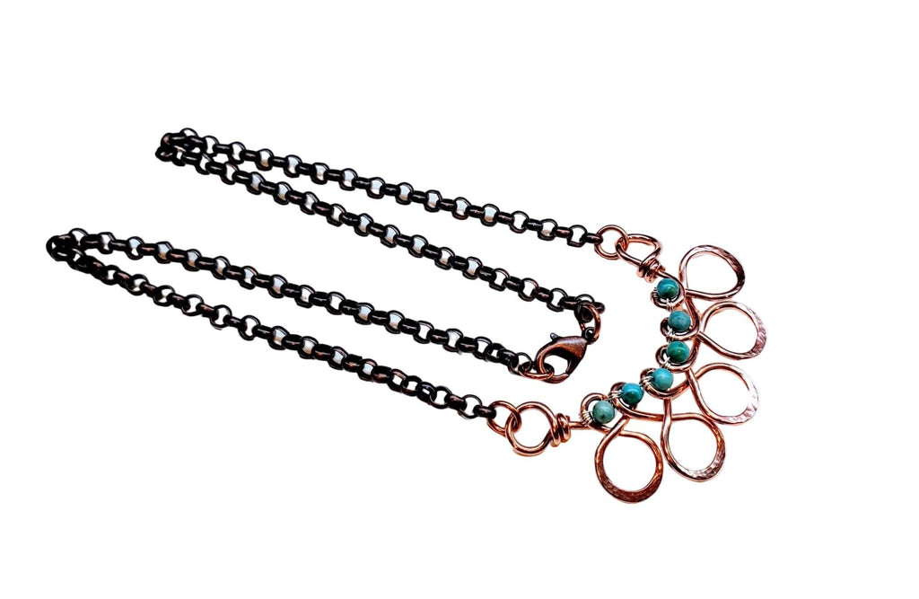 Seen on Ashley Liao Copper Turquoise Wire Wrapped Necklace