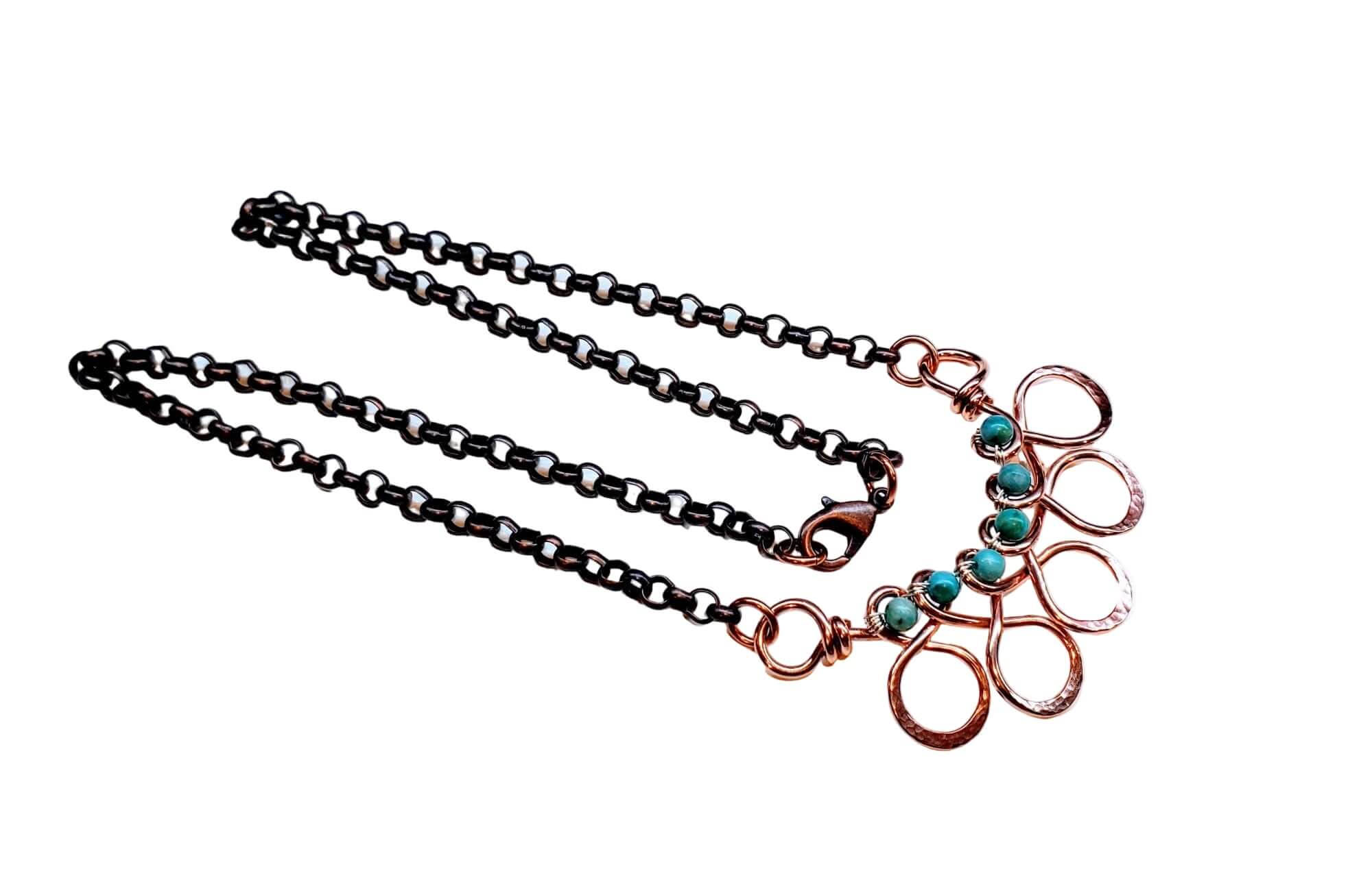 Seen on Ashley Liao Copper Turquoise Wire Wrapped Necklace