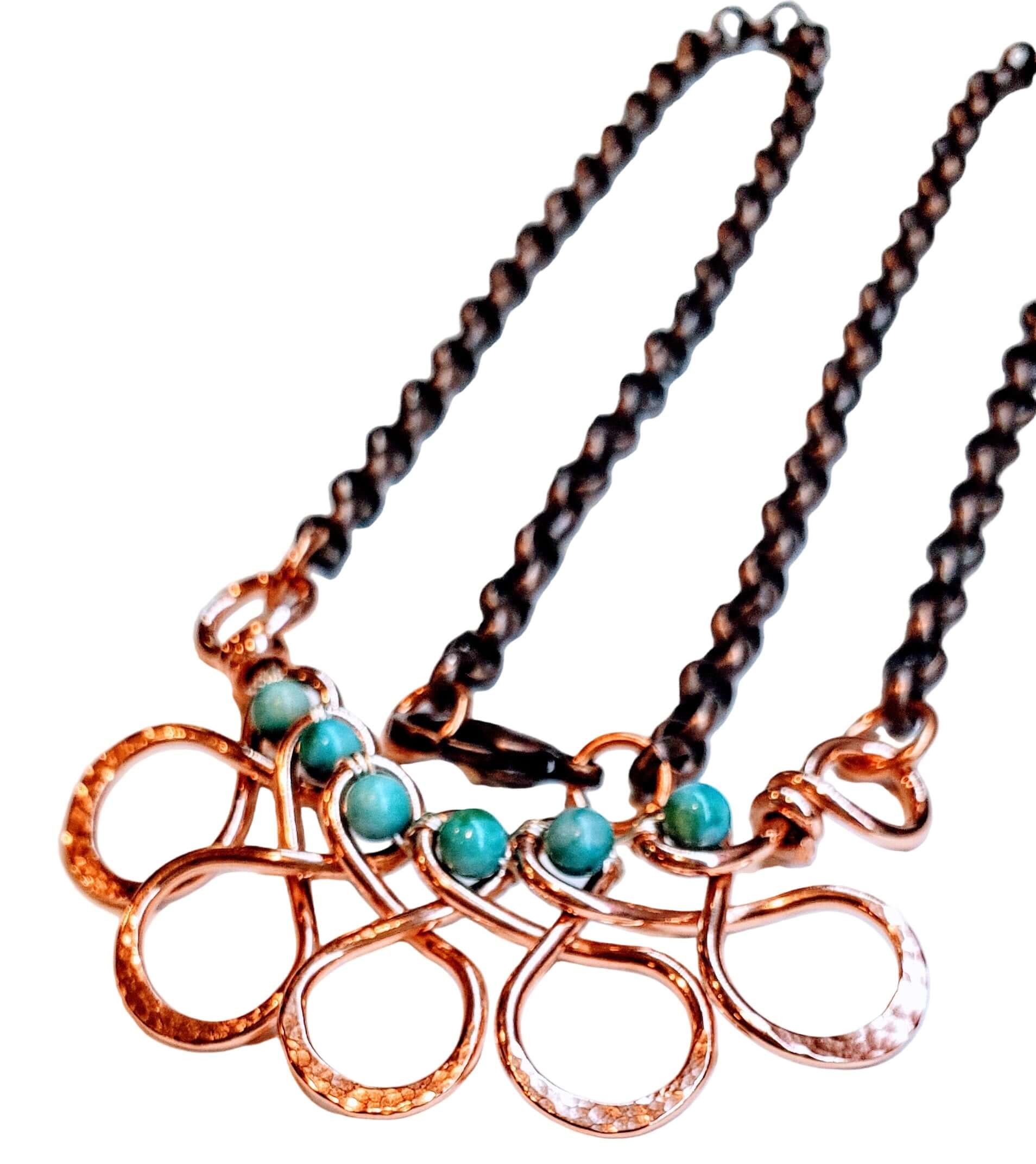 Seen on Ashley Liao Copper Turquoise Wire Wrapped Necklace