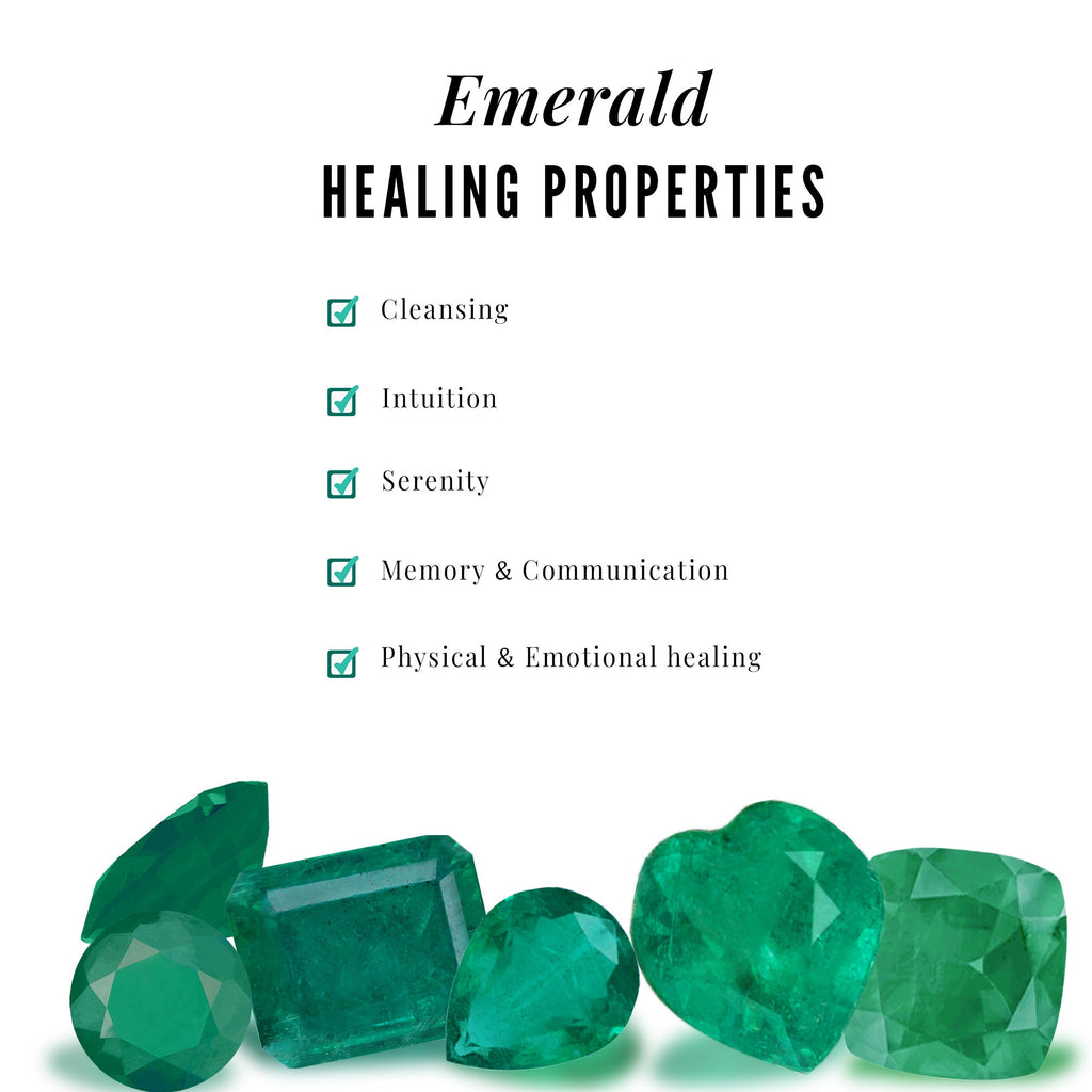 Natural Emerald and Moissanite Cocktail Jewelry Set
