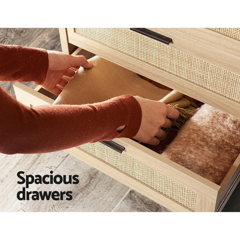 Artiss 4 Chest of Drawers Rattan Tallboy Cabinet Bedroom Clothes