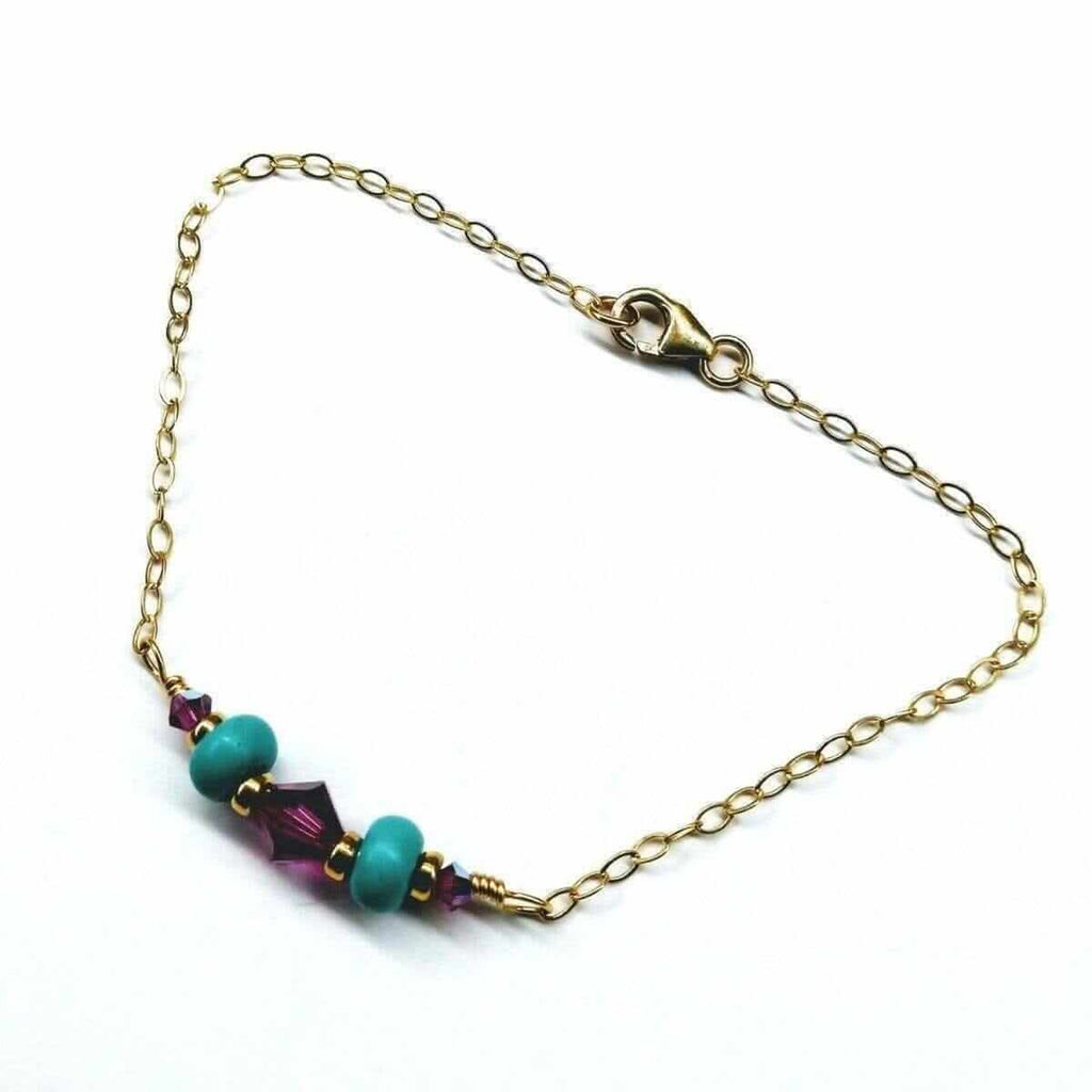 Handmade Gold Filled Pink Turquoise Gemstone Bracelet