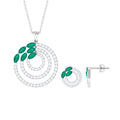 Natural Emerald and Moissanite Cocktail Jewelry Set
