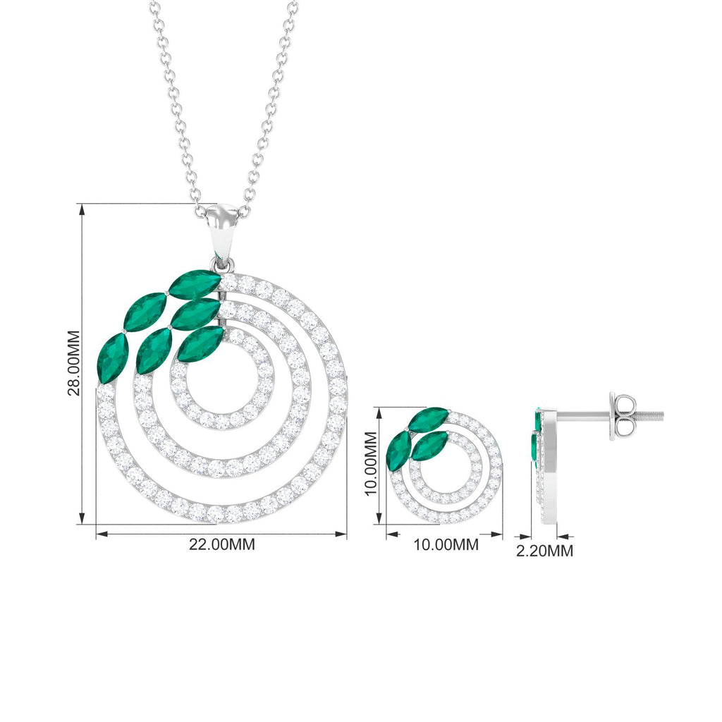 Natural Emerald and Moissanite Cocktail Jewelry Set