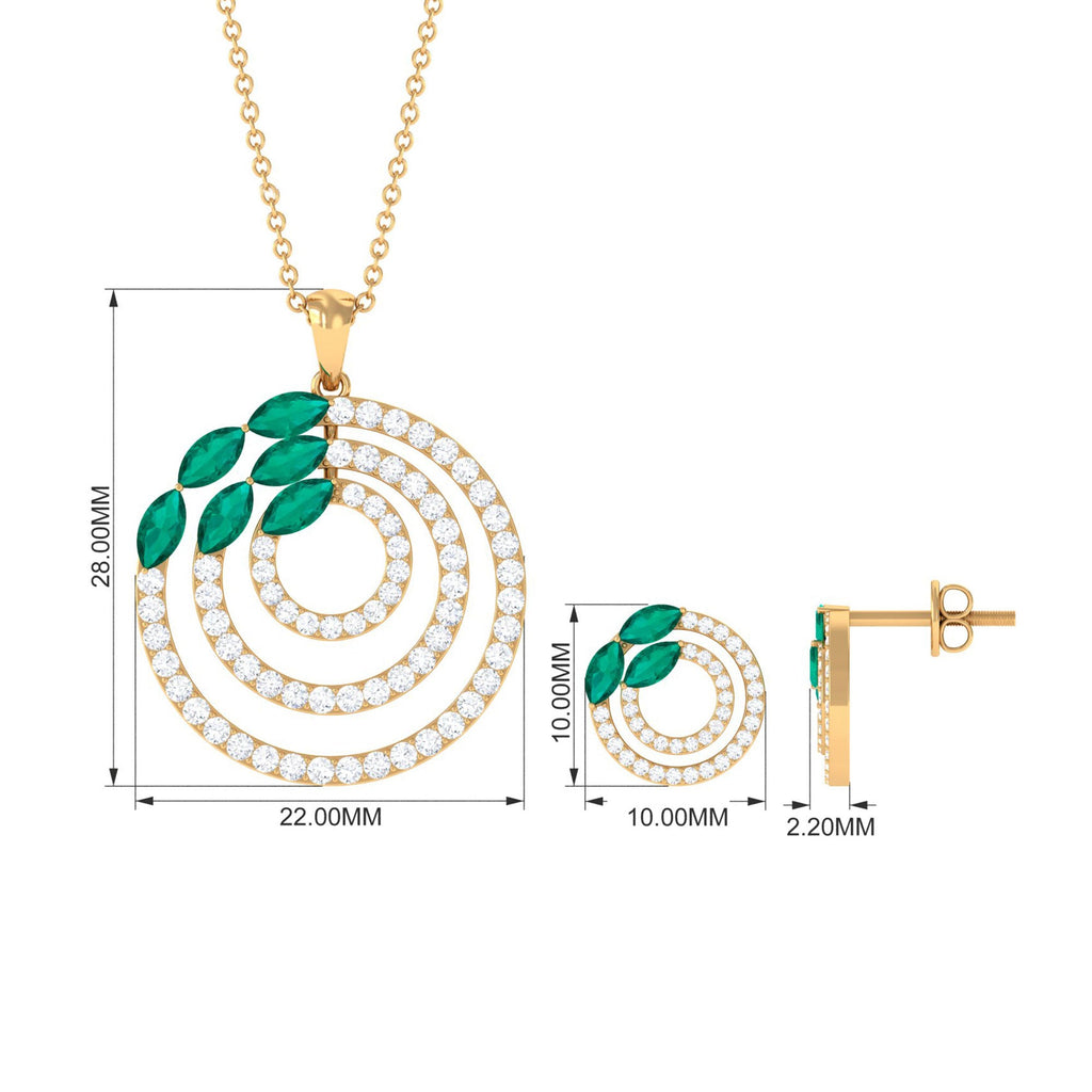 Natural Emerald and Moissanite Cocktail Jewelry Set