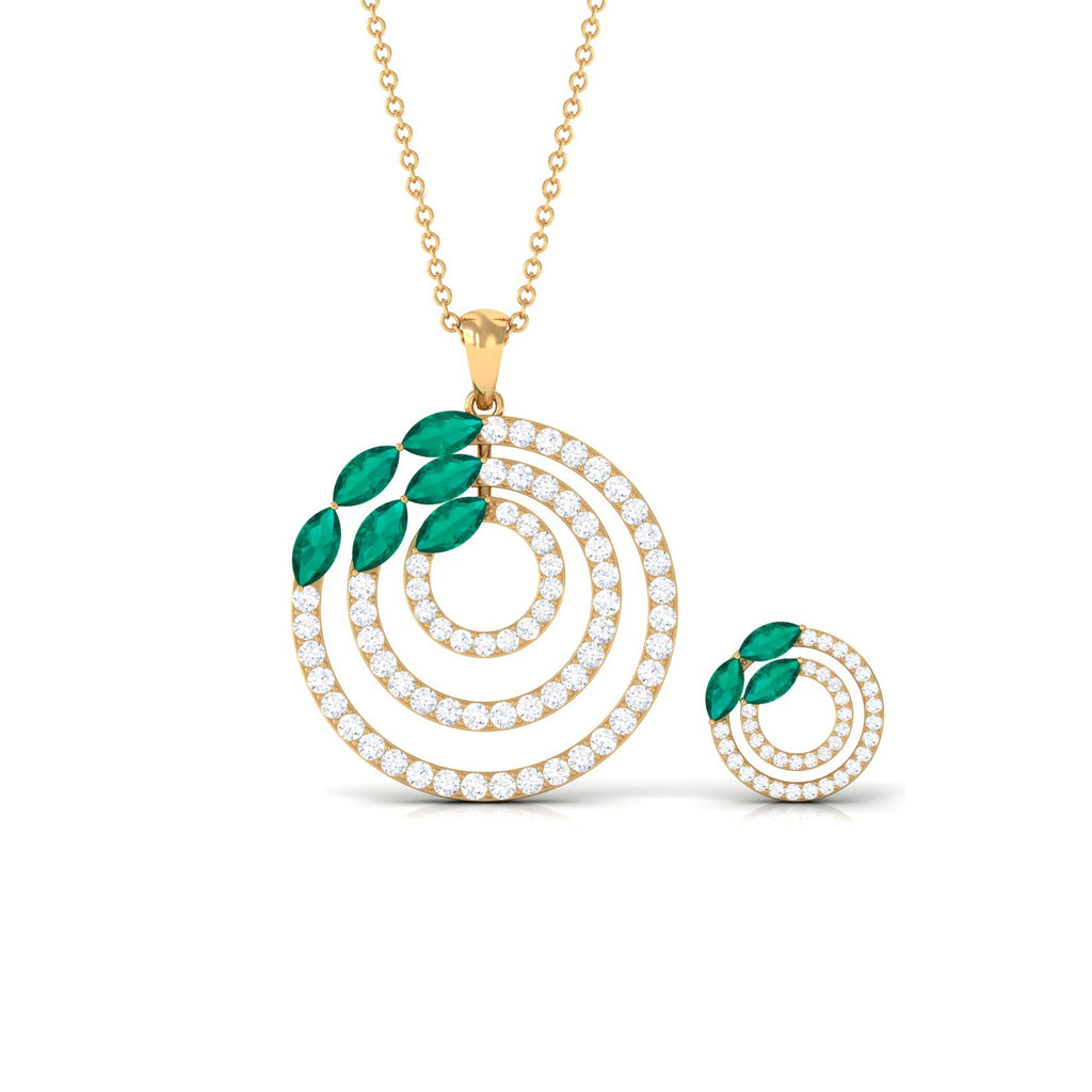 Natural Emerald and Moissanite Cocktail Jewelry Set