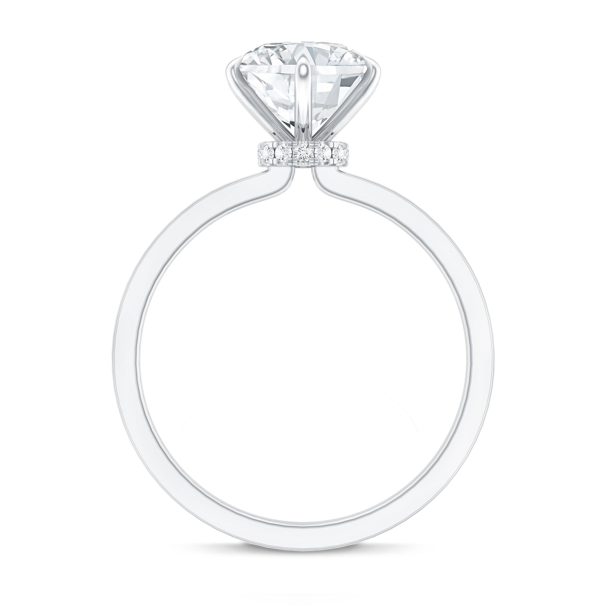 2 Carat Lab Grown Diamond Solitaire Engagement Ring with Hidden Halo