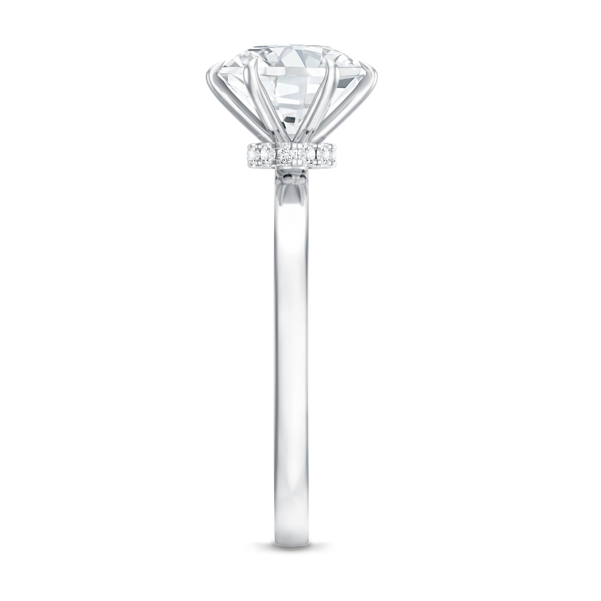 2 Carat Lab Grown Diamond Solitaire Engagement Ring with Hidden Halo
