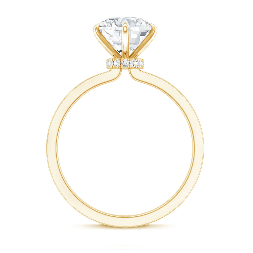 2 Carat Lab Grown Diamond Solitaire Engagement Ring with Hidden Halo