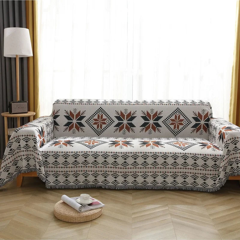 DecorBites™ Boho Chenille Woven Throw Blanket - Colorful Bohemian Recliner, Sofa, or Chair Cover