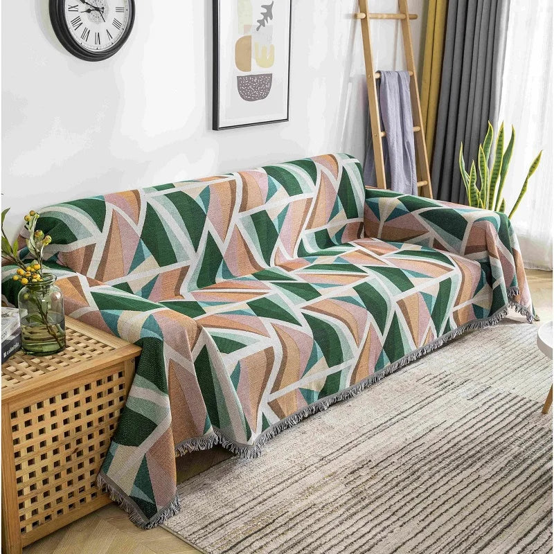 DecorBites™ Boho Chenille Woven Throw Blanket - Colorful Bohemian Recliner, Sofa, or Chair Cover