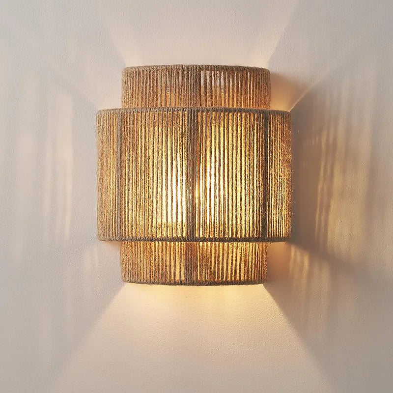 Retro Bohemian Rattan Wall Lamp - Artistic Lighting for Bedroom, Restaurant, and More