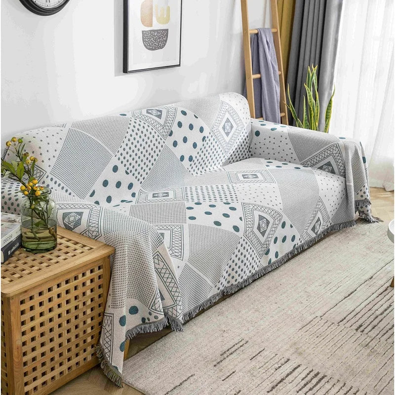 DecorBites™ Boho Chenille Woven Throw Blanket - Colorful Bohemian Recliner, Sofa, or Chair Cover