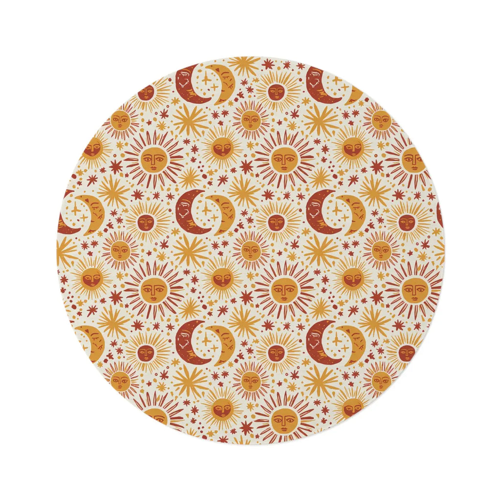 Retro Moon Round Celestial Area Rug - Chenille - DipaliZ