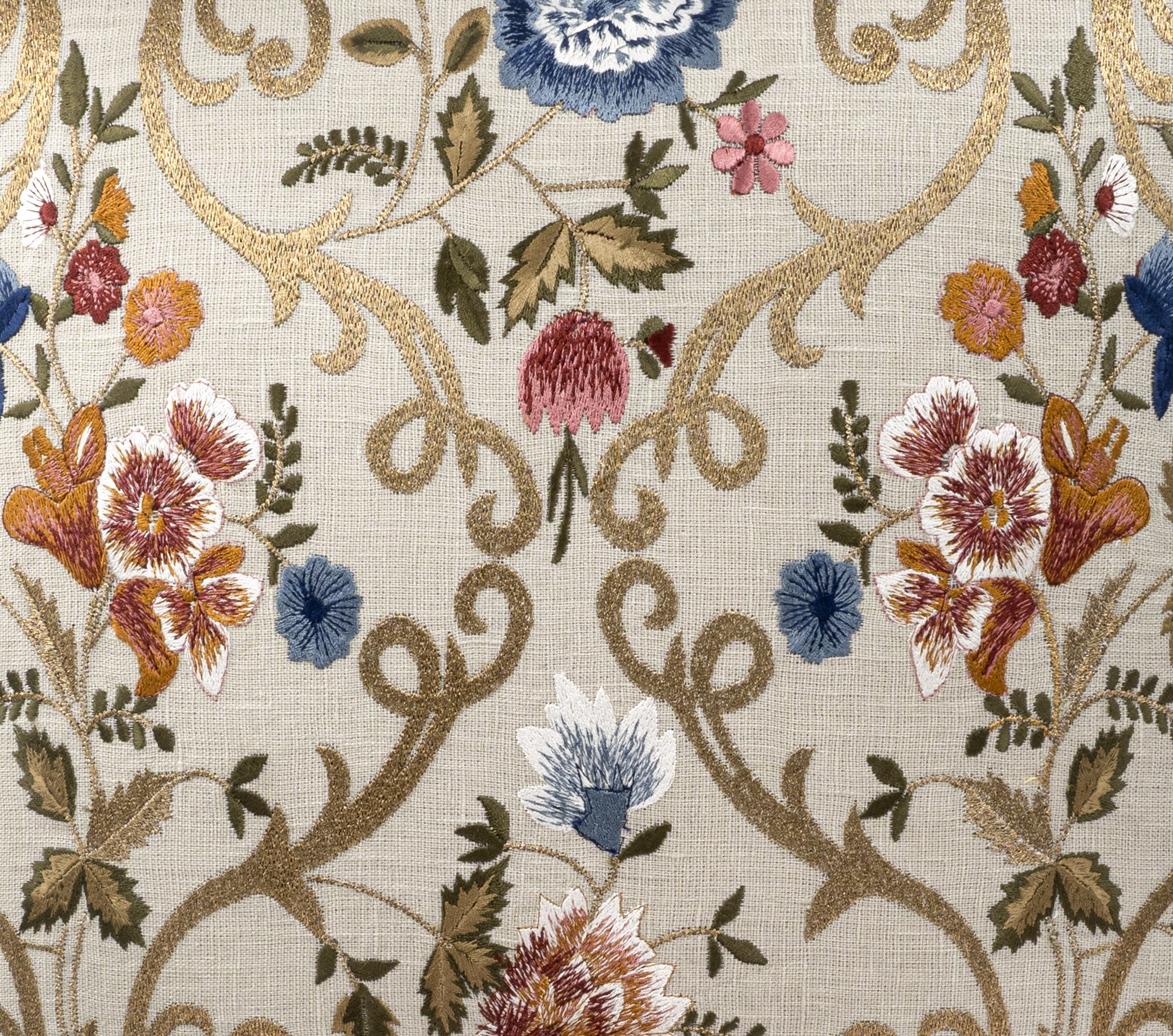 Chantilly Embroidered Linen Throw Pillow Cover 18 X 18