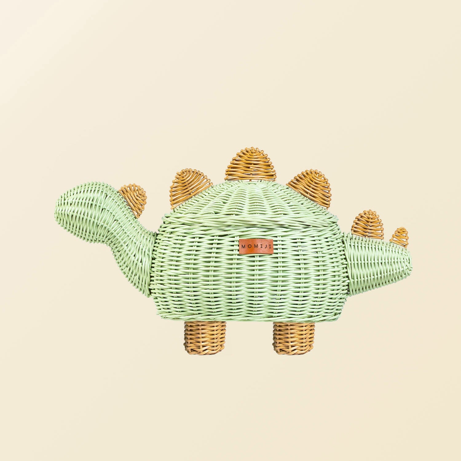 Dinosaur Rattan Storage Basket Mint Green - Medium