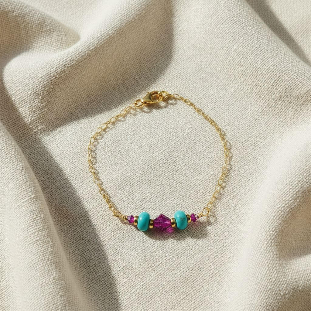 Handmade Gold Filled Pink Turquoise Gemstone Bracelet