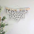 3 foot Large half mandala macramé wall hanging with hanging crystal drops.