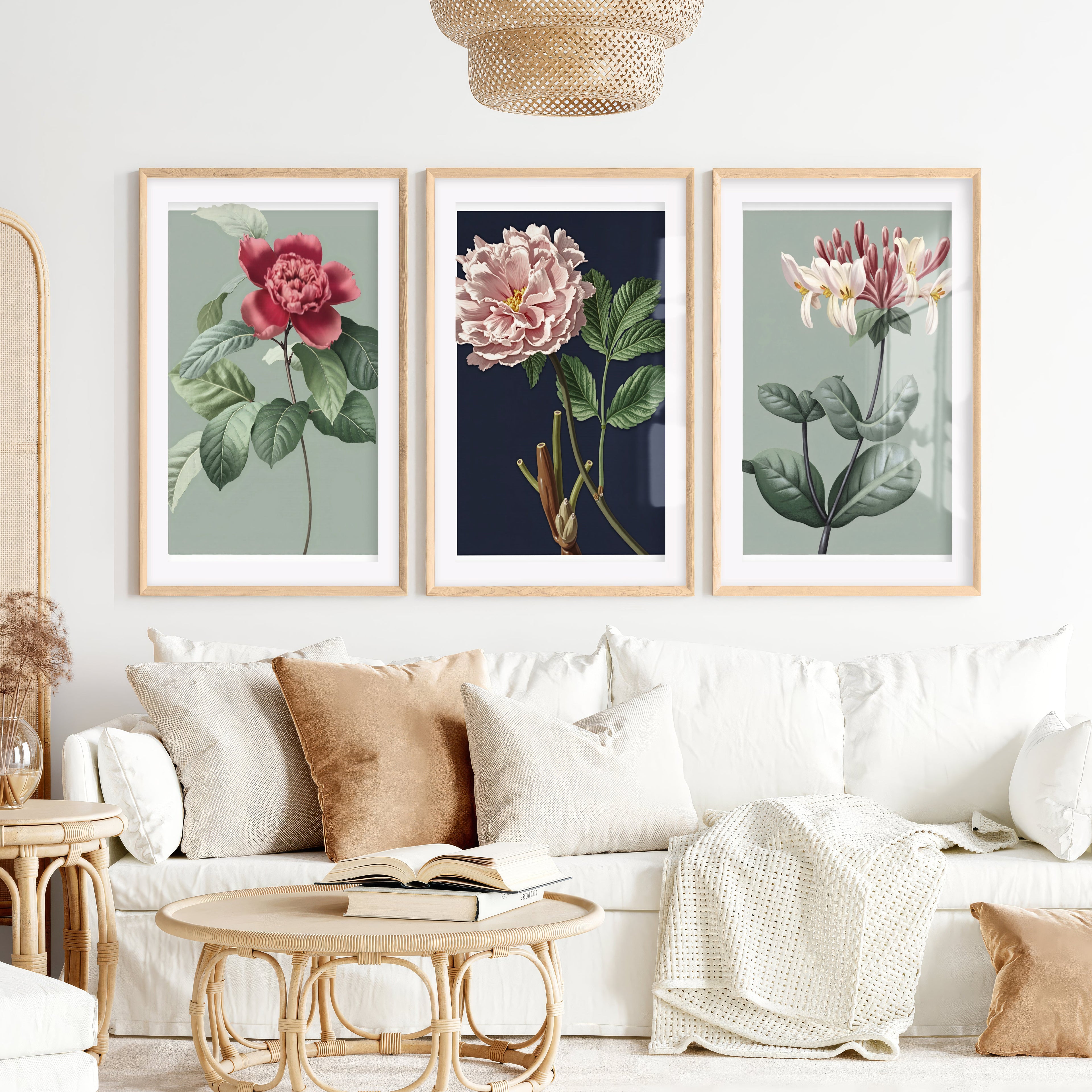 Vintage Botanical Wall Art Classic Flower Set of 3